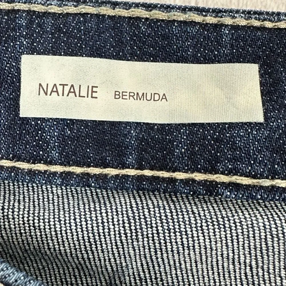 Kut From The Cloth Women's 6 Natalie Long Bermuda Shorts Blue Denim Flap Pockets